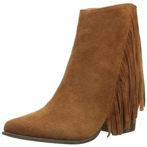 Steve Madden Suede Fringe Bootie, Size 6.5